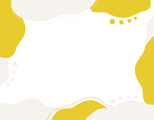 波模様のメンフィスなフレーム背景素材/黄・グレー