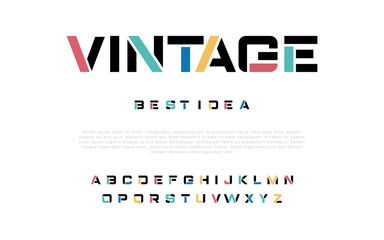 VINTAGE Minimal modern alphabet fonts. Typography minimalist urban digital fashion future creative logo font. vector illustration