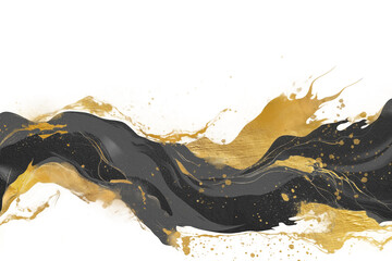 Obraz premium 日本やアジアのイメージ、優雅な金色と黒の筆のアート背景。