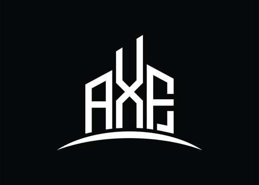 Letter AXF building vector monogram logo design template. Building Shape AXF logo.
