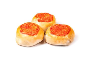 Mini moon cake isolated on white backgroung.