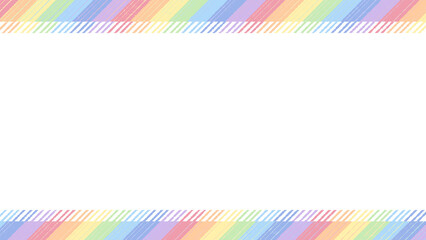カラフルなパステルカラー虹色のストライプのフレーム枠