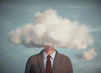 A businessman with his head in the clouds.