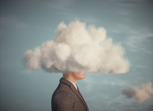 A businessman with his head in the clouds.