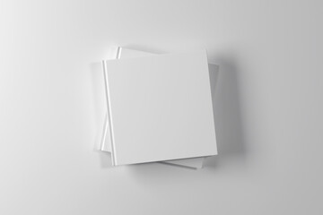 Two square hardcover books mockup. 3D rendering