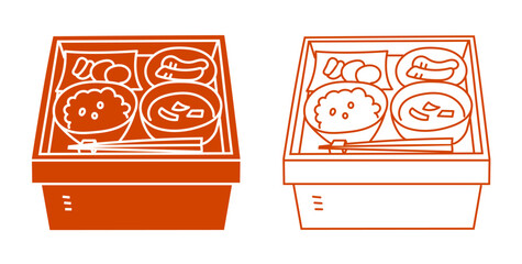 箱膳のイラスト（単色）