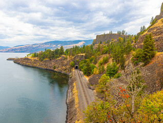 The Anderson Railroad Tunnel on Columbia River Gorge, Lyle, Washington, USA