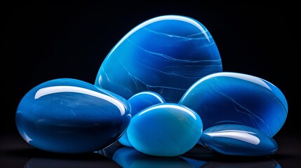 soothing and smoothed crystalline blue stone, copy space, 16:9