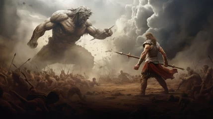 Fotobehang battle david against goliath, 16:9 © Christian