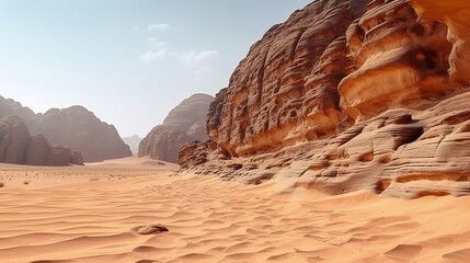 Arabian desert. Wadi Rum. Rock formation. Close-up. Pattern. Background. : Generative AI - obrazy, fototapety, plakaty