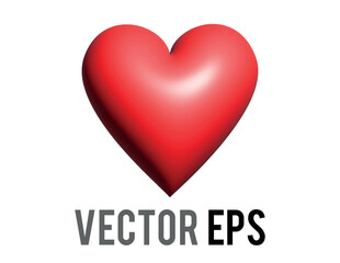 Classic love red glossy heart 3D icon, used for expressions of love passion and romance