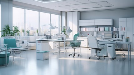 Modern medical office interior with doctor's workplace