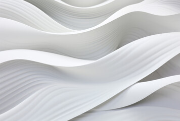 white abstract curved and wavery paper surface, monochromatic color schemes, dynamic energy flow