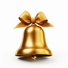 Christmas golden bell isolated on a white background.