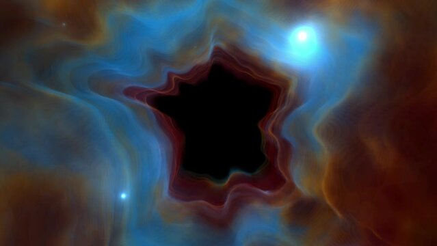 Abstract Fantasy Space Travel Through Blue Brown Shine Mainland France Simple Map Shape Tunnel Space Nebula Clouds With Flare Stars
