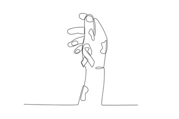 Illustration of a leper's hand. World Leprosy Day one-line drawing