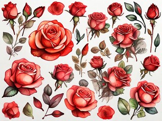 Rosas rojas estilo acuarela  - obrazy, fototapety, plakaty