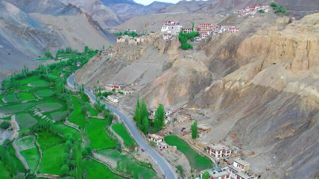 Lamayuru Monastery or Gompa is a tibetan style buddhist monastery in Lamayuru village in Ladakh, north India