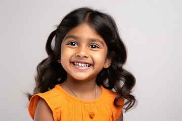 indian little girl with a smiling face - obrazy, fototapety, plakaty