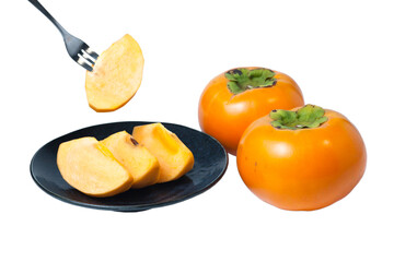 透明背景の切り分けられた柿の写真 鳥取県 輝太郎柿