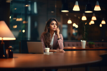 Young Indian businesswoman thinking - Powered by Adobe