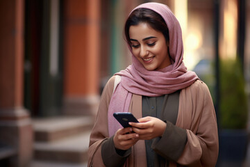 Young indian woman using smartphone