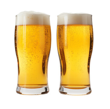 Two beers. transparent background - Generative AI
