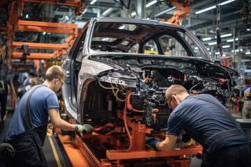 Labor or worker working at automobile industry