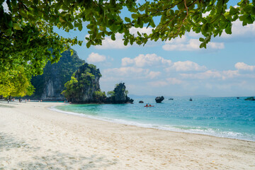 View of the beach and turquoise waters at Hong Island, Krabi, Thailand