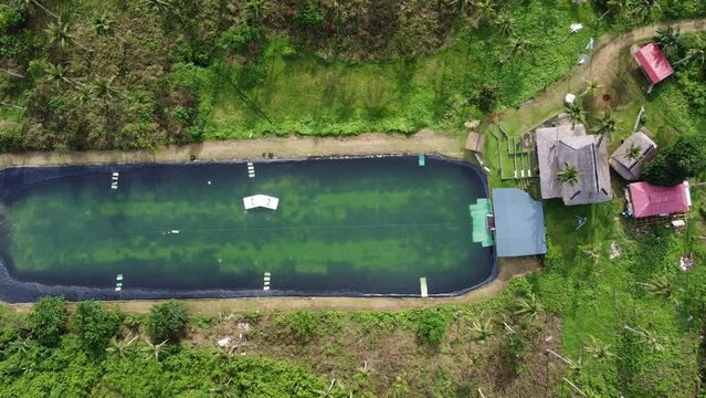 Artificial Wakeboarding Lake at Cable wake park of Siargao, Aerial