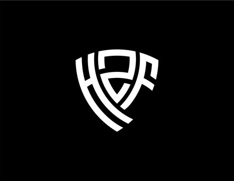 HZF creative letter shield logo design vector icon illustration
