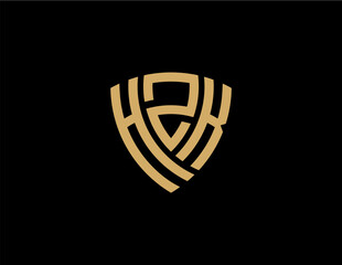 HZK creative letter shield logo design vector icon illustration