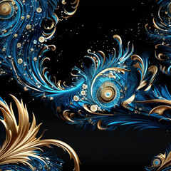 Nautilus swirl shell art fractal tile repeat pattern spiral vortex nature symmetry