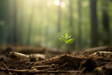Seedling are growing from the rich soil. Generative AI