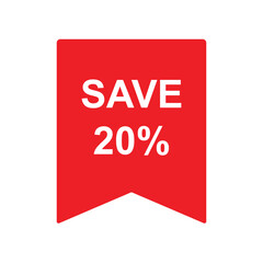 save 20% label promo icon vector