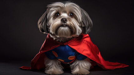 Guardian of Cuteness: Havanese Dog in Superhero Costume.