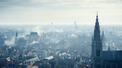 A view from the belfry, with the city stretching beyond, a reminder of the enduring presence of the...
