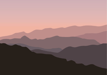 Beautiful landscape mountains. Vector illustration in flat style.