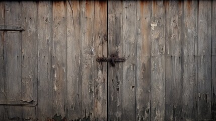 a weathered barn door slightly ajar, hinting at the secrets hidden within