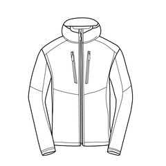 Long-sleeved men's fleece jacket. Design flat sketch vector Illustration. © Arfa Yudha