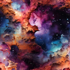 Obraz premium Watercolor galaxy space cosmic repeat pattern