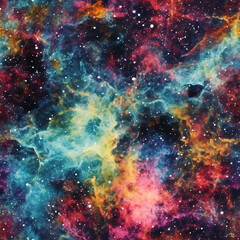 Fototapeta premium Watercolor galaxy space cosmic repeat pattern