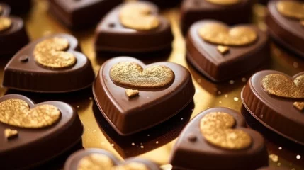 Fotobehang The golden chocolate of Valentine's day © EmmaStock