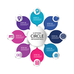 Circle diagram with 8 colourful infographic