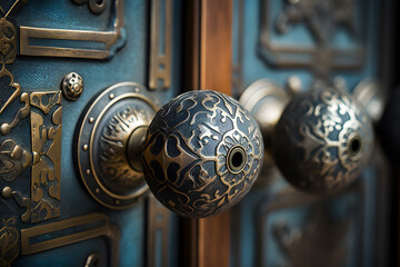 Close up of old antique doorknob - obrazy, fototapety, plakaty