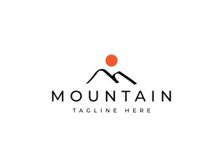 mountain with line minimalist logo design