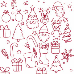 Vector illustration of Doodle cute Hand drawn set of cute doodles for decoration on white background