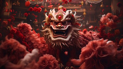 chinese dragon statue at the temple chinese new year ai generated