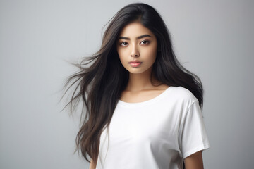 young beautiful woman with long hairstyle