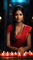 young indian woman wearing traditional sari